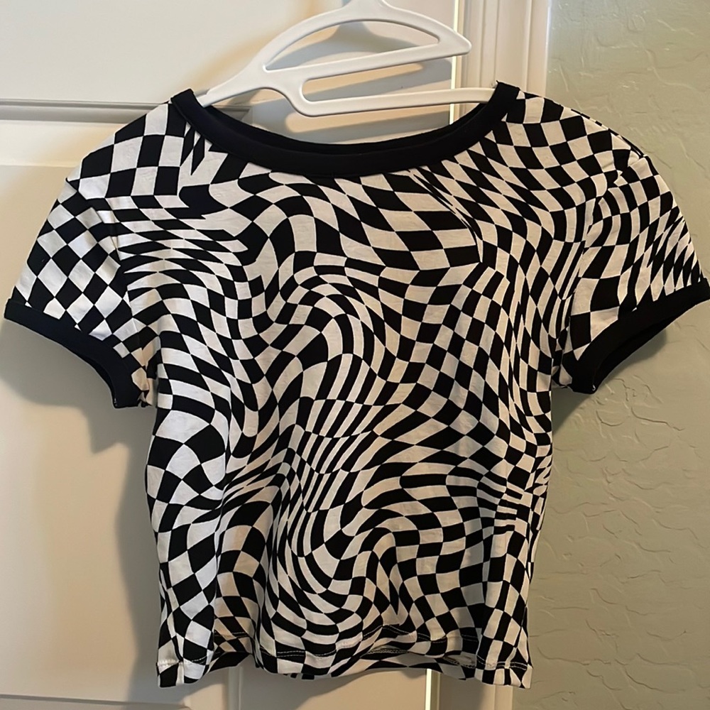 Black and white checkered cropped shirt SIZE S